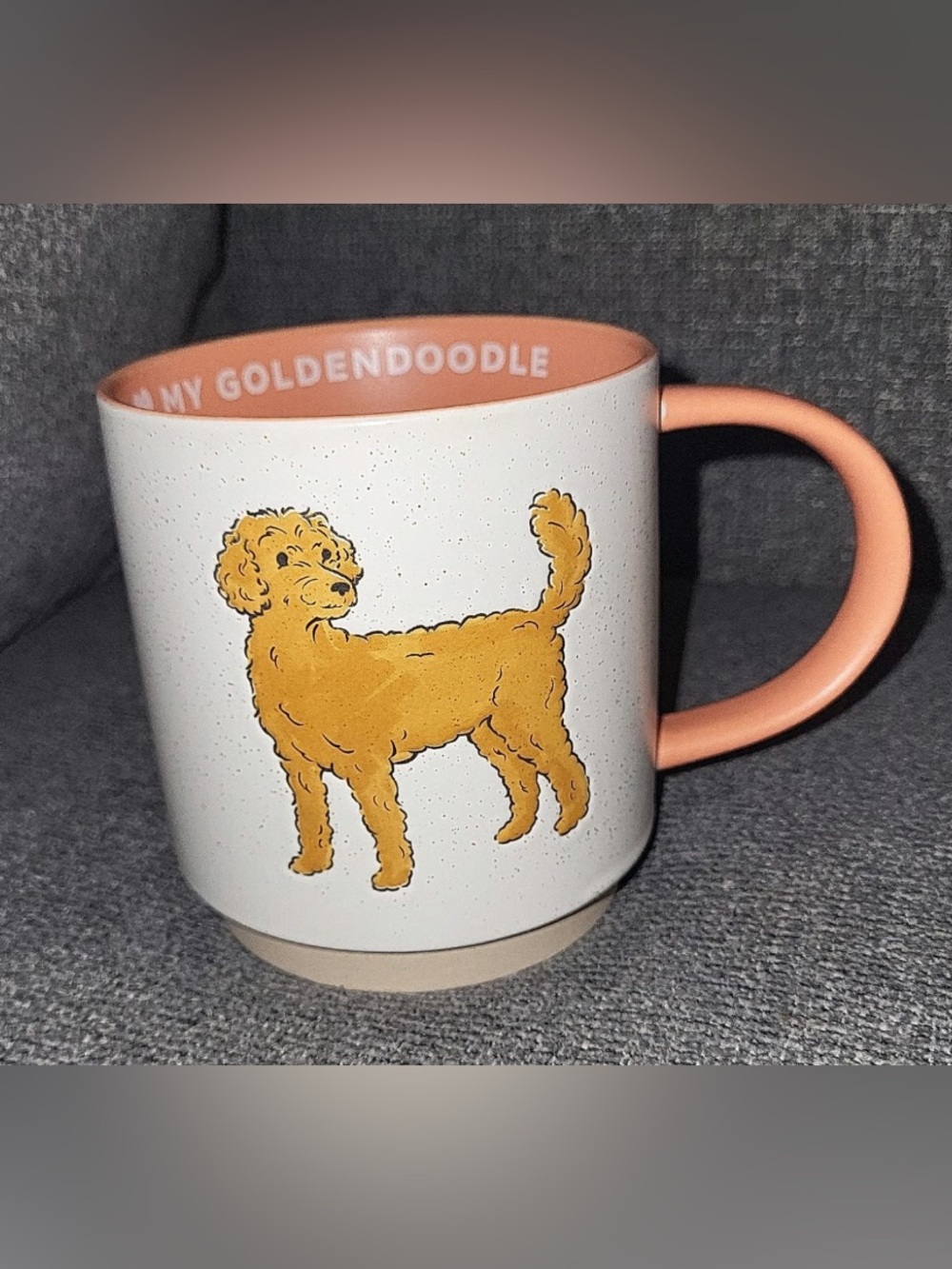 Goldendoodle Ceramic Mug in Peach and White - Pet Lover Gift